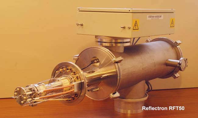 RFT50 tof spectrometer with ion source for laser / electron impact ionisation